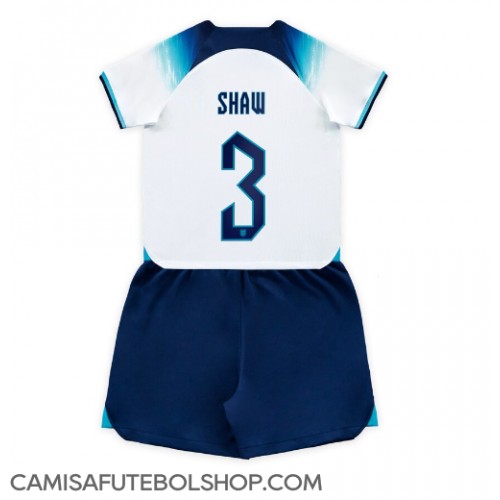 Camisa de time de futebol Inglaterra Luke Shaw #3 Replicas 1º Equipamento Infantil Mundo 2022 Manga Curta (+ Calças curtas)